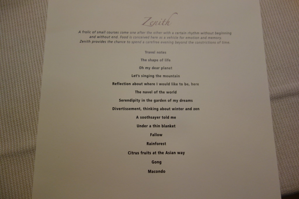 Zenith menu