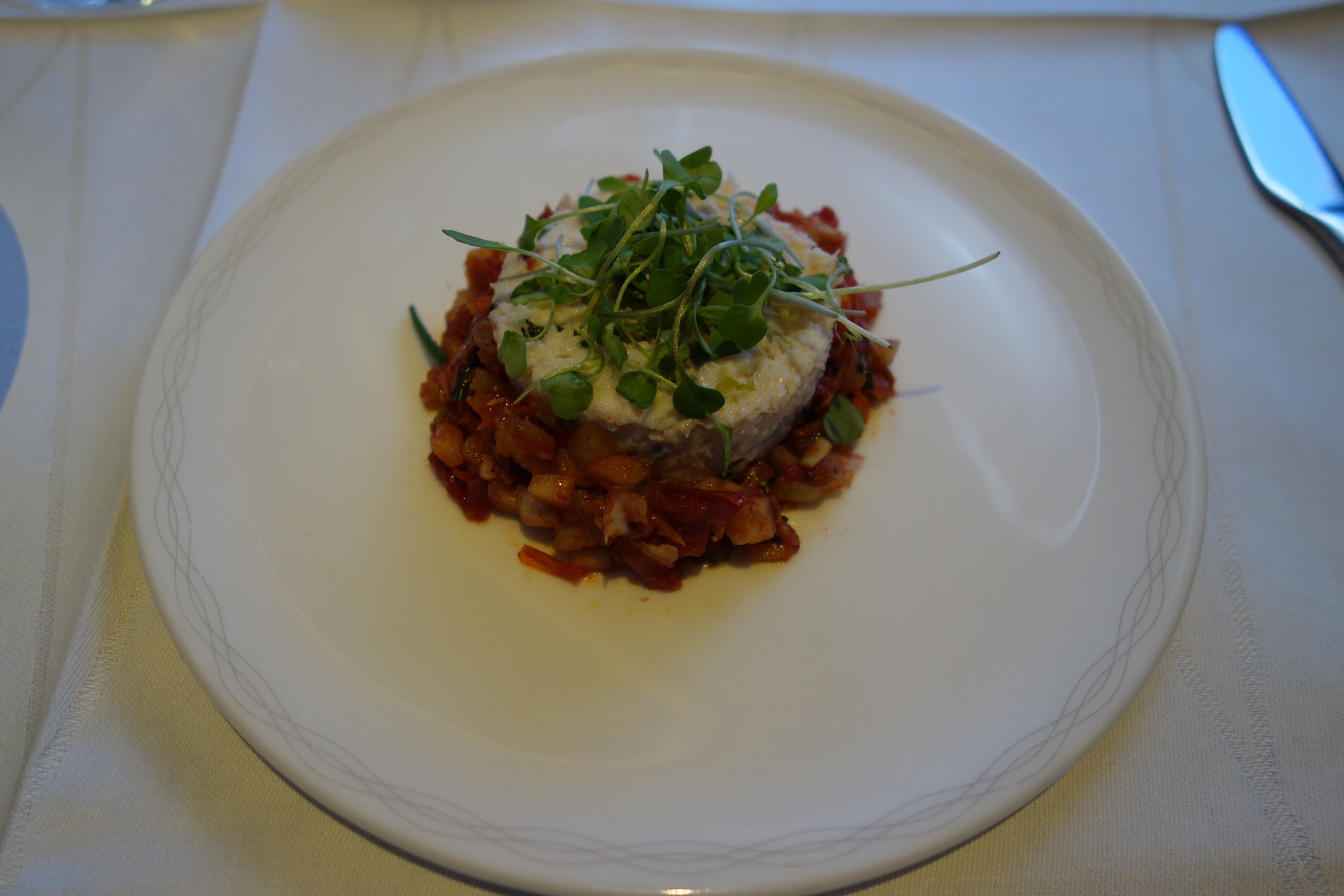 Poached lobster and cod timbale