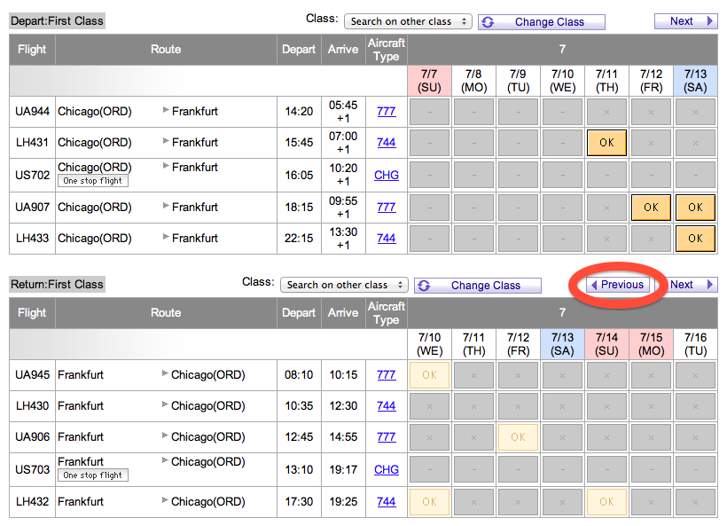 a screenshot of a flight schedule