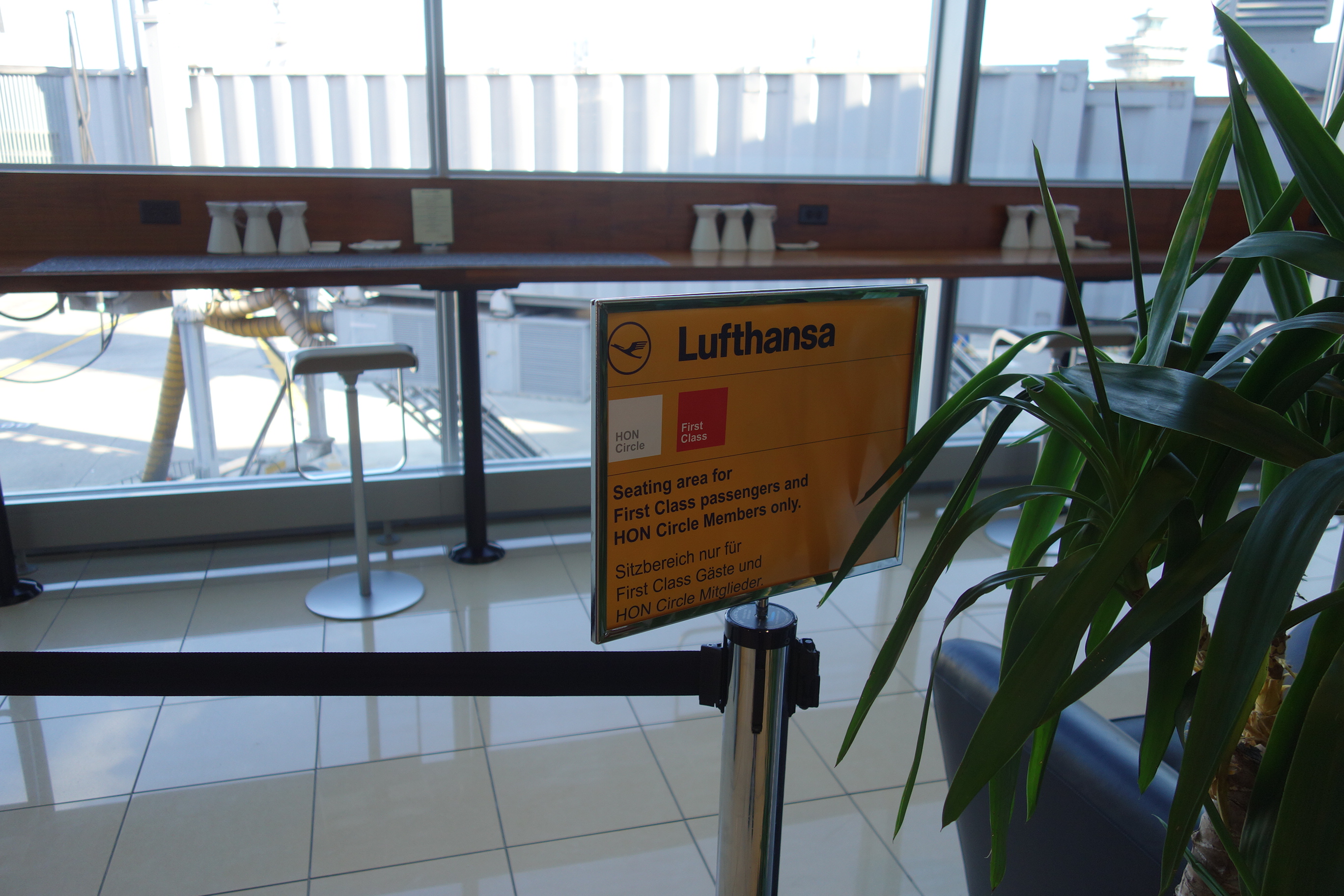 Small roped off seating area for Lufthansa first class passengers