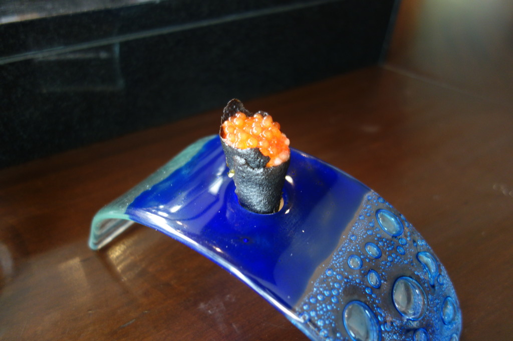 Temaki sushi made with chocolate and tapioca instead of seaweed and roe