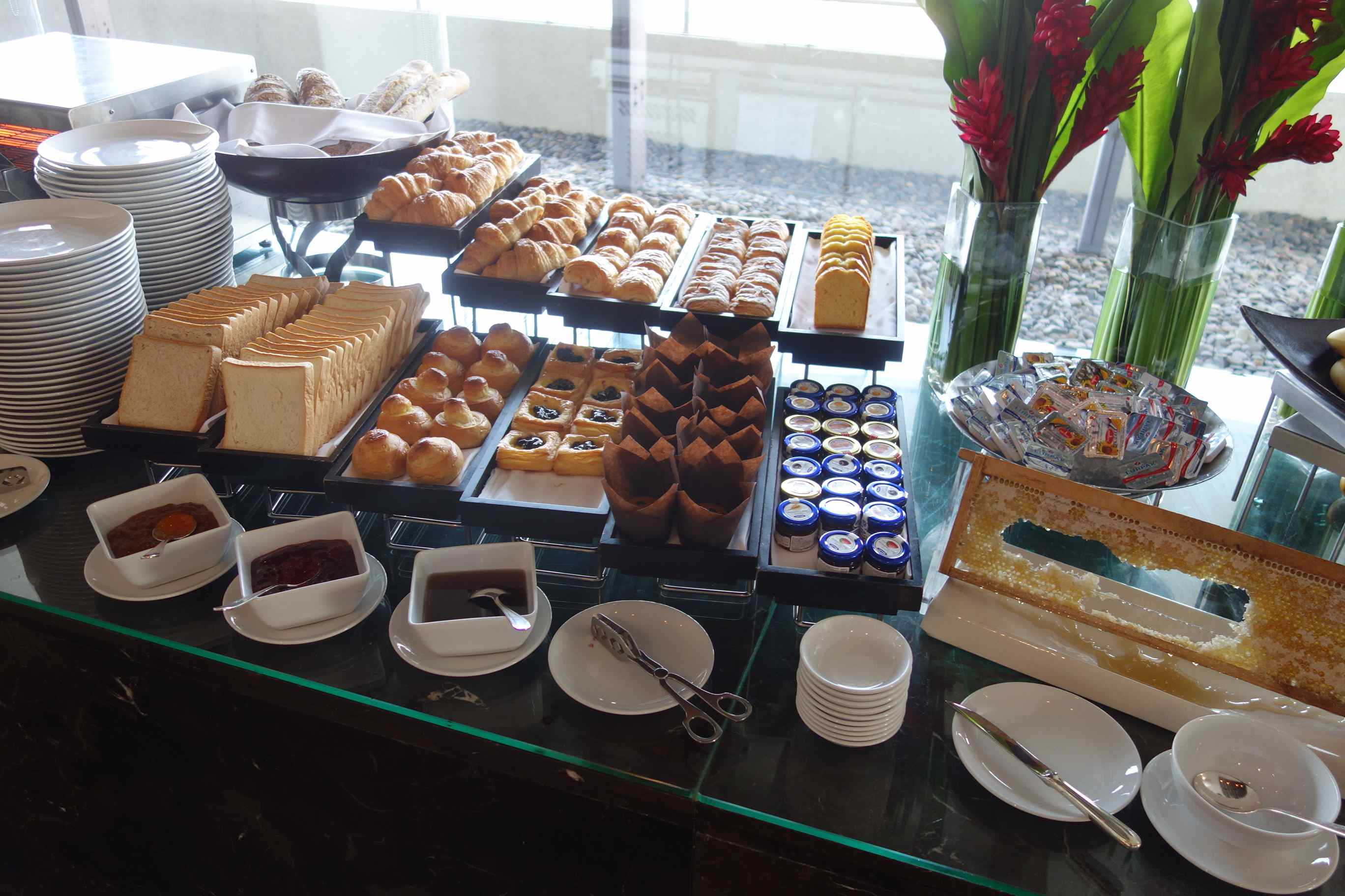 Executive lounge breakfast spread