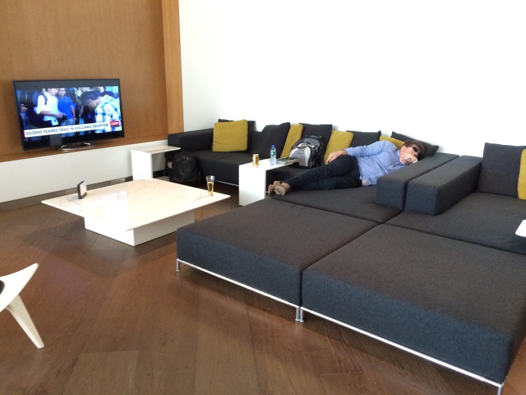 Giant sofas in TV lounge