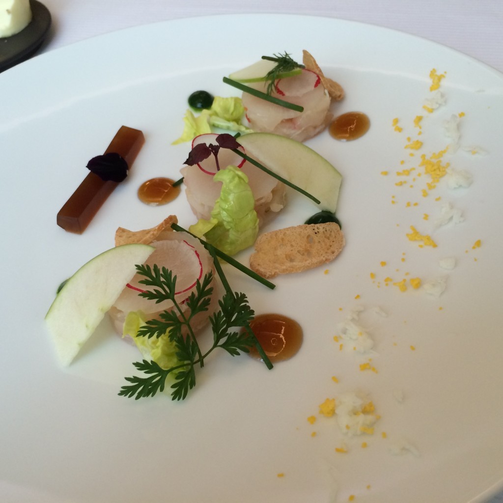Daikon millefeuille with crab salad