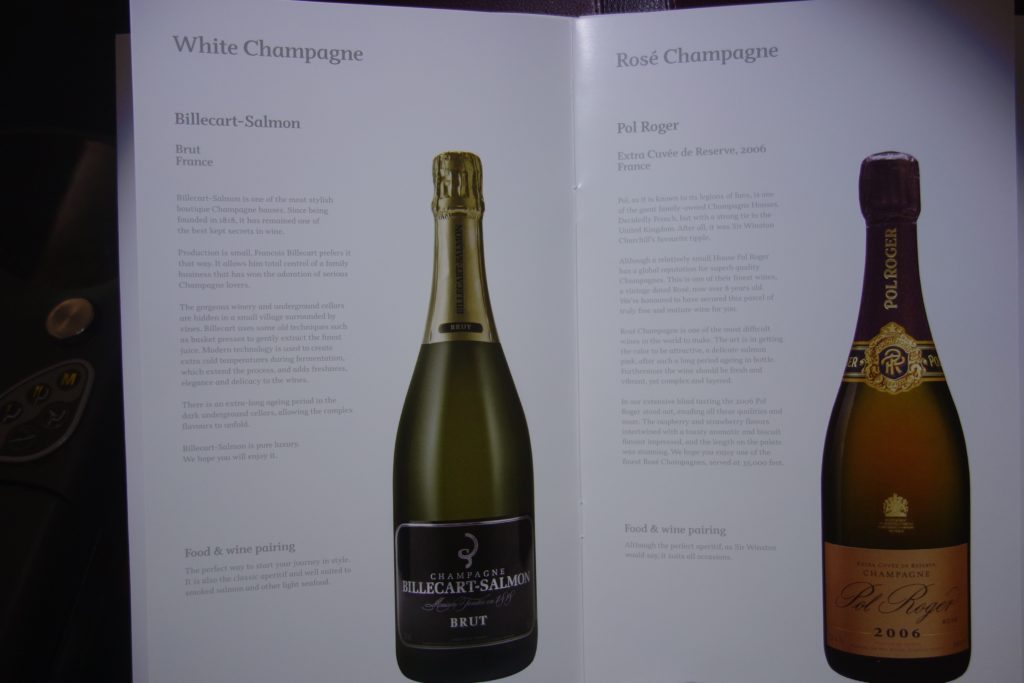 Champagne menu