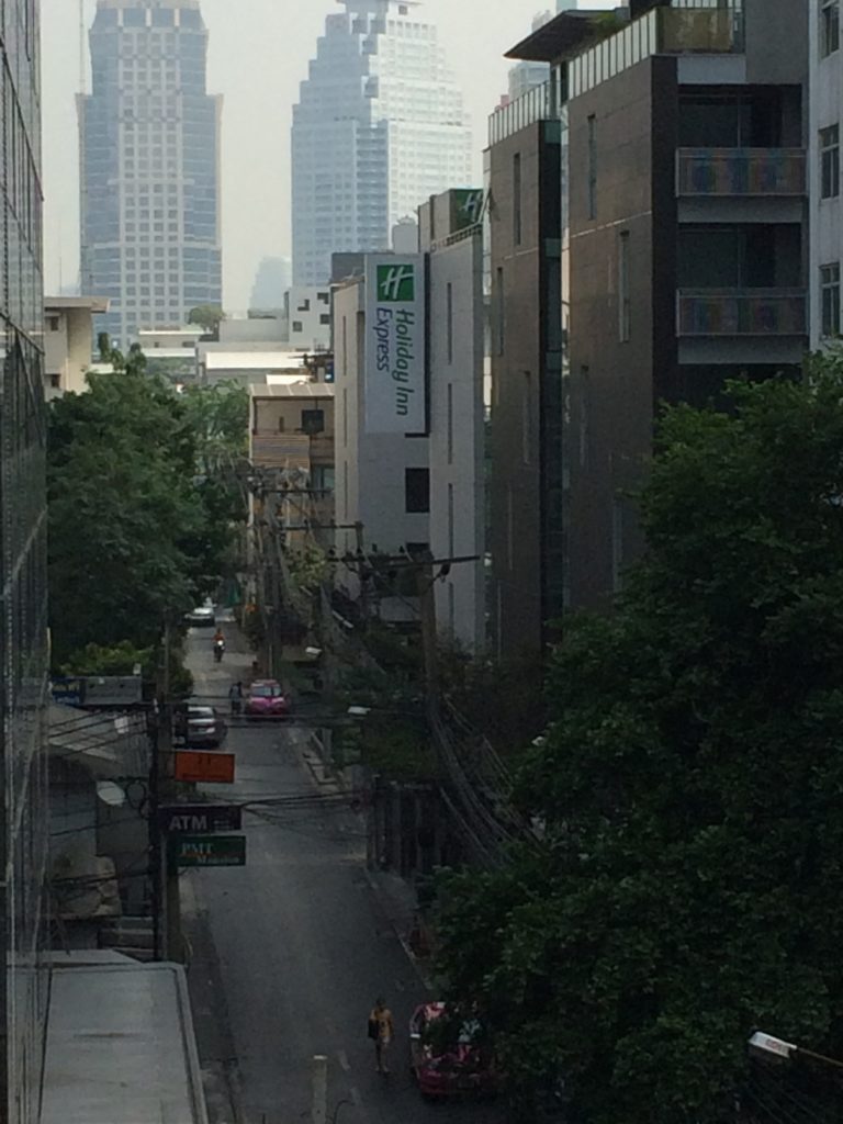 View of the hotel from the nearby BTS station