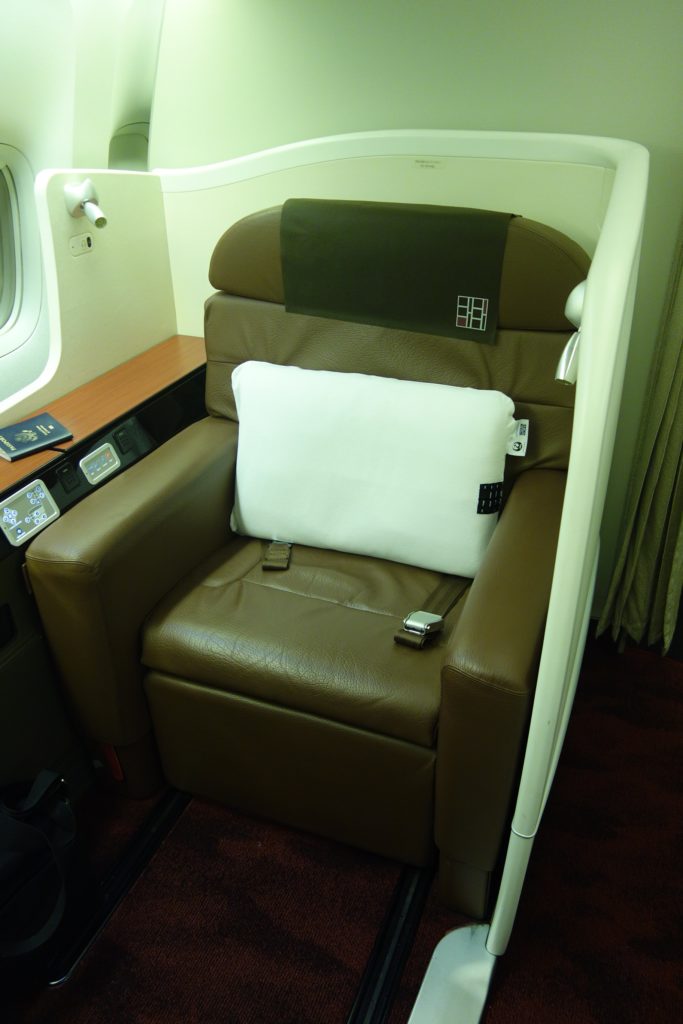 JAL First Class seat 2K