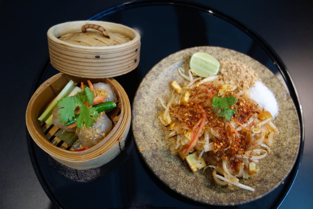 Veggie pad thai and sago dumplings