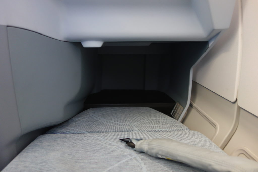 Foot area when seat fully reclined