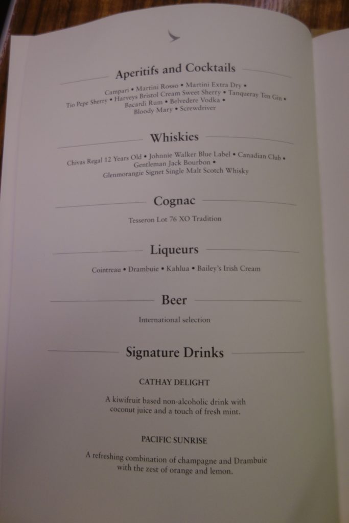 a menu of a drink