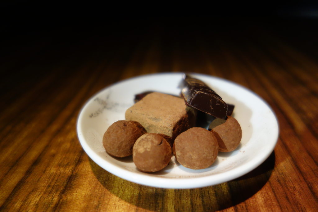 a plate of chocolate and candy