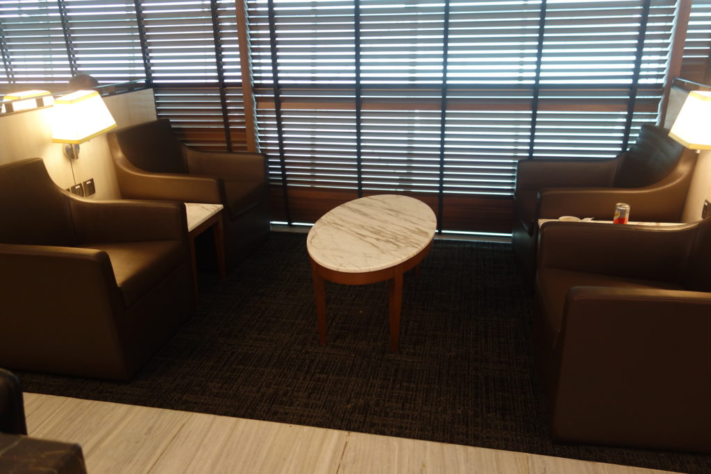a room with chairs and a table