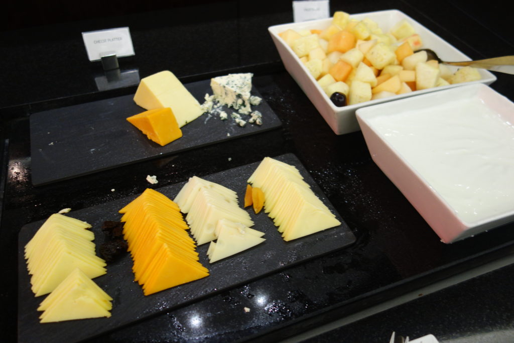 a trays of cheese and fruit