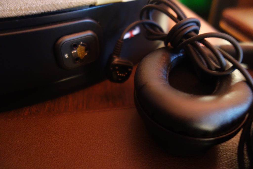 a black headphones with a cord