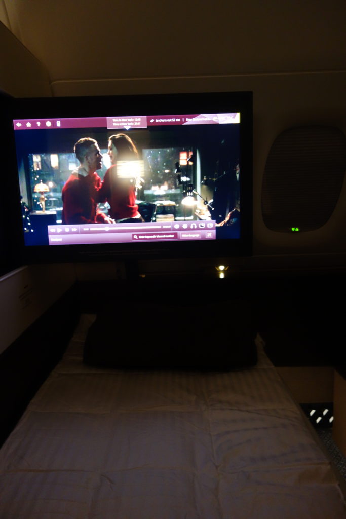 a tv on a bed