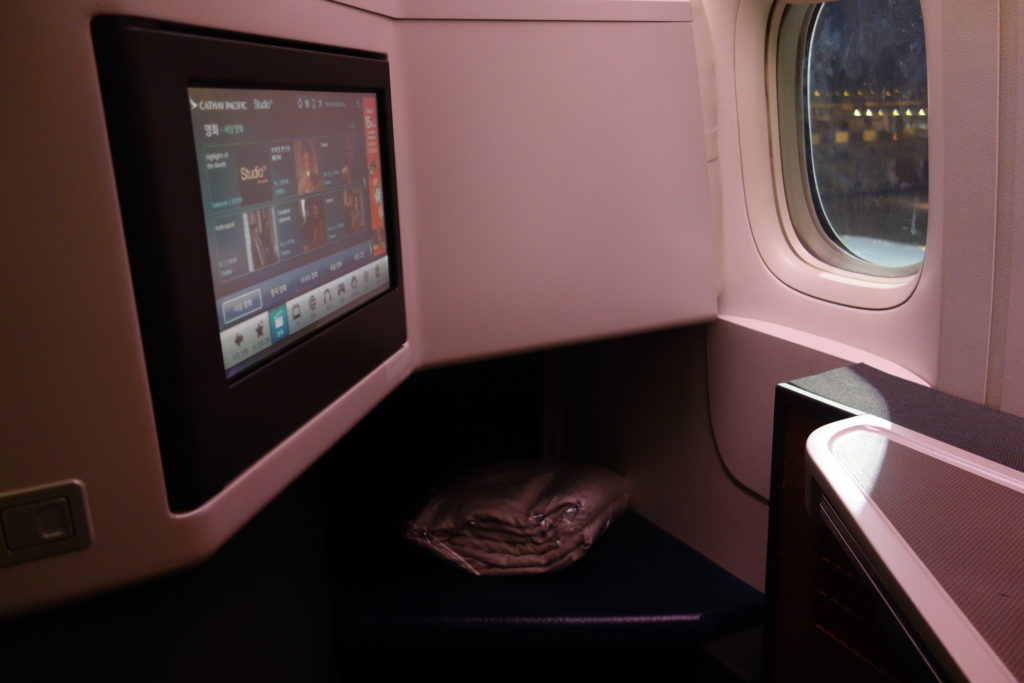 a tv on a seat in a plane