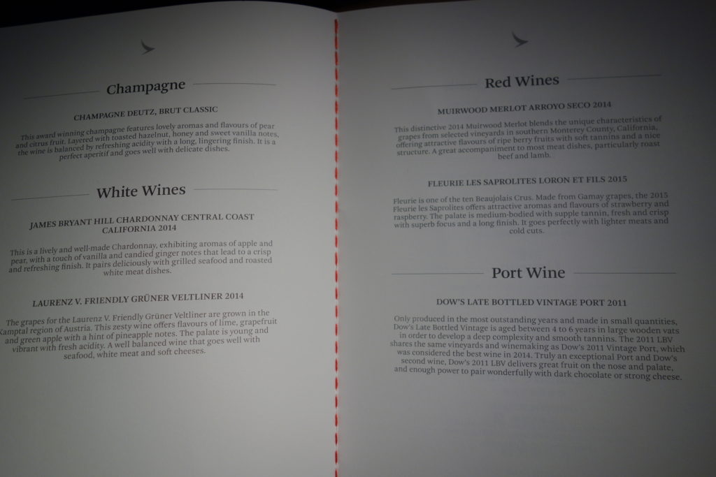 a menu of wine in a book