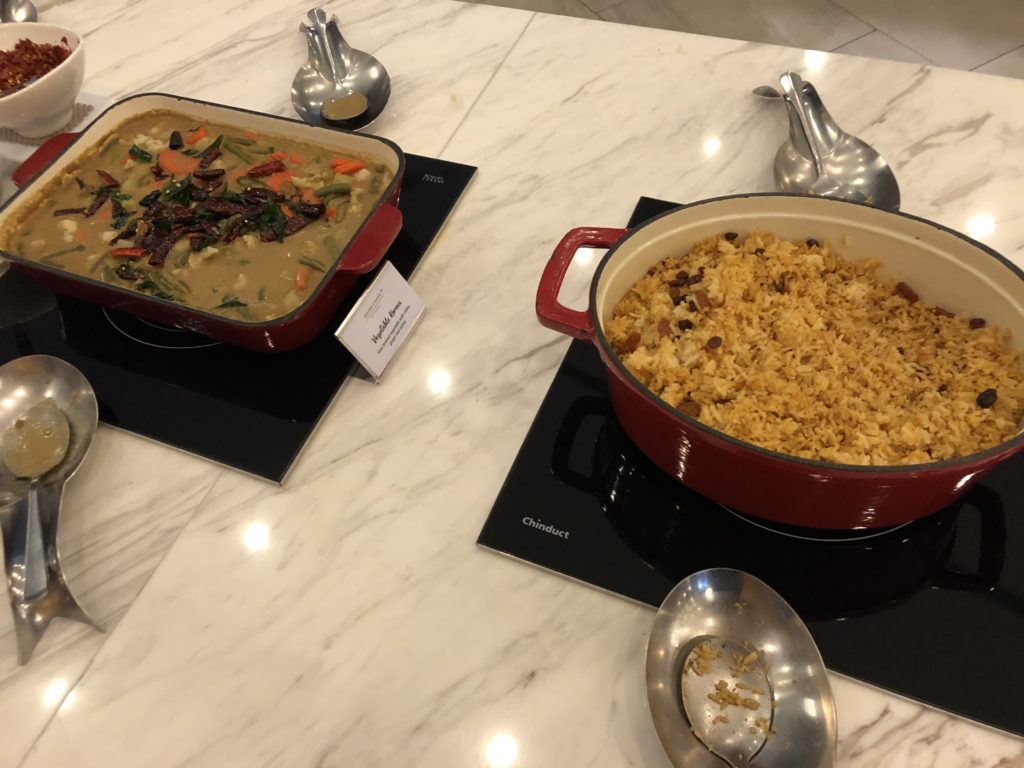 two bowls of food on a table