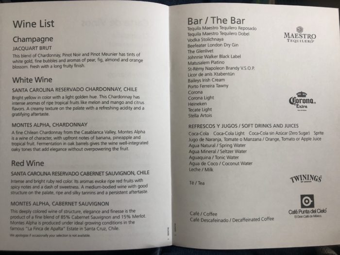 a menu of a bar and the bar
